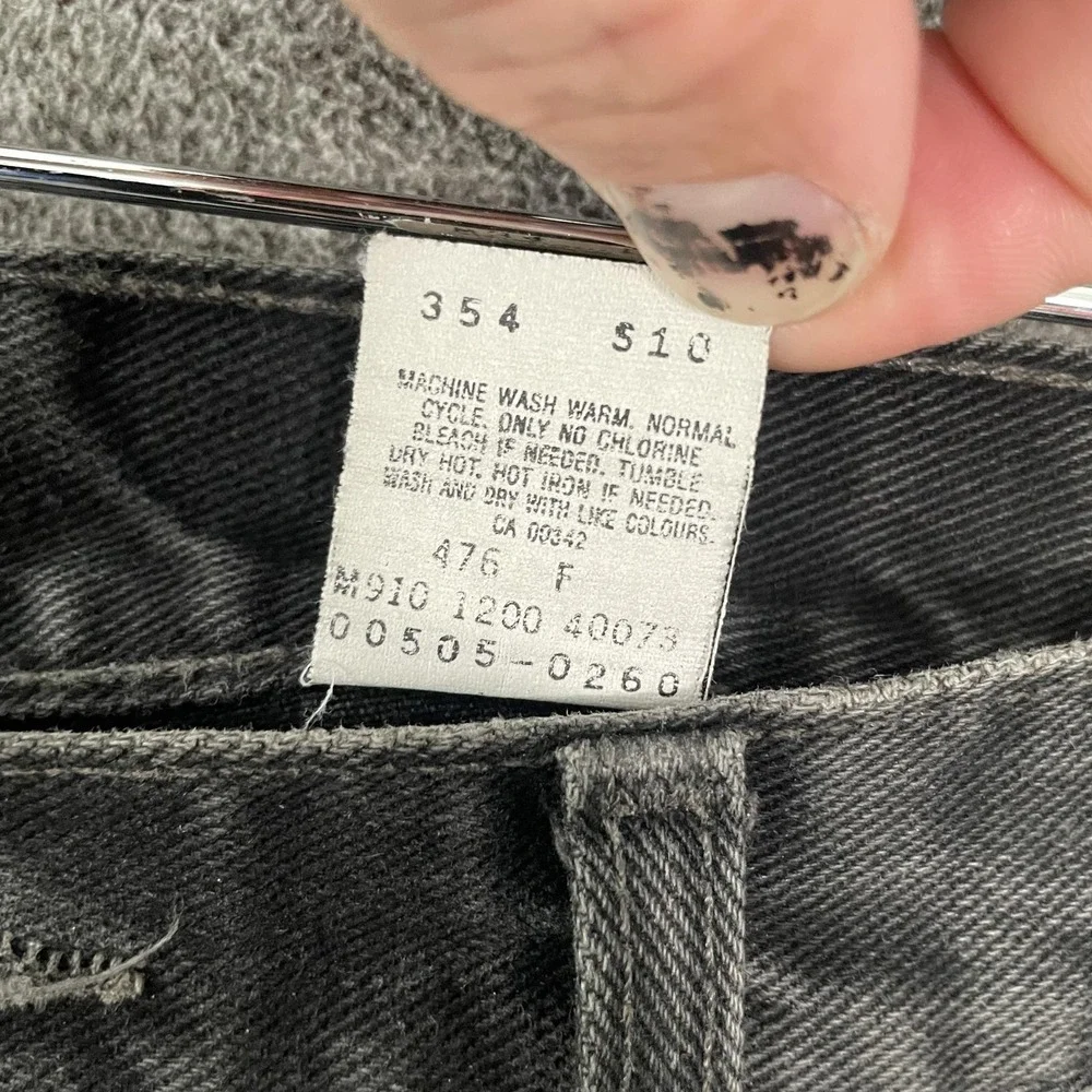 Levis 505 Jeans Mens 34x30 Gray Charcoal Wash Regular Straight Leg Denim Vintage